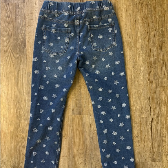 Flapdoodles Blue Jeans with White Heart and Star Pattern - Picture 5 of 6